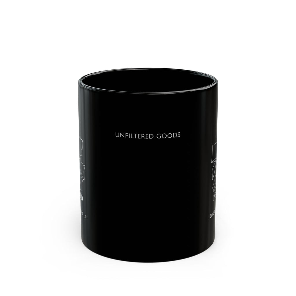 Black Insulated Coffee Mug — "Unfiltered Goods"
