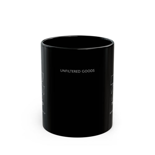 Black Insulated Coffee Mug — "Unfiltered Goods"