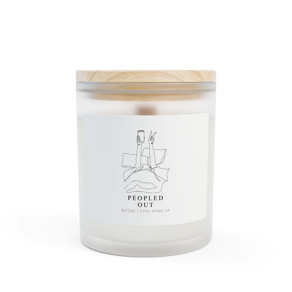 Scented Candle — "Peopled Out" Frosted Glass 11oz